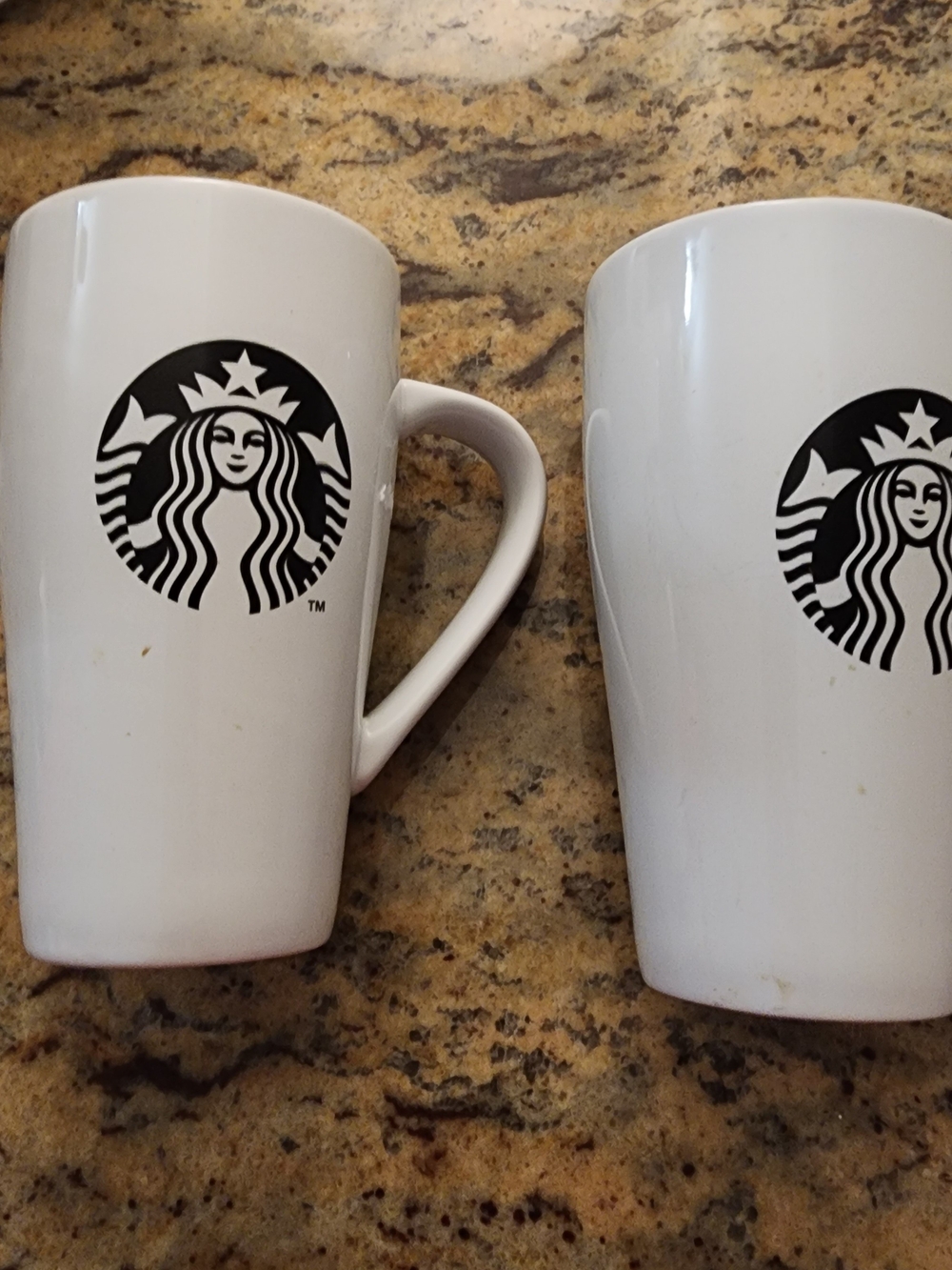 Starbucks White Ceramic Logo Coffee Mug Matching Set Of 2 18oz